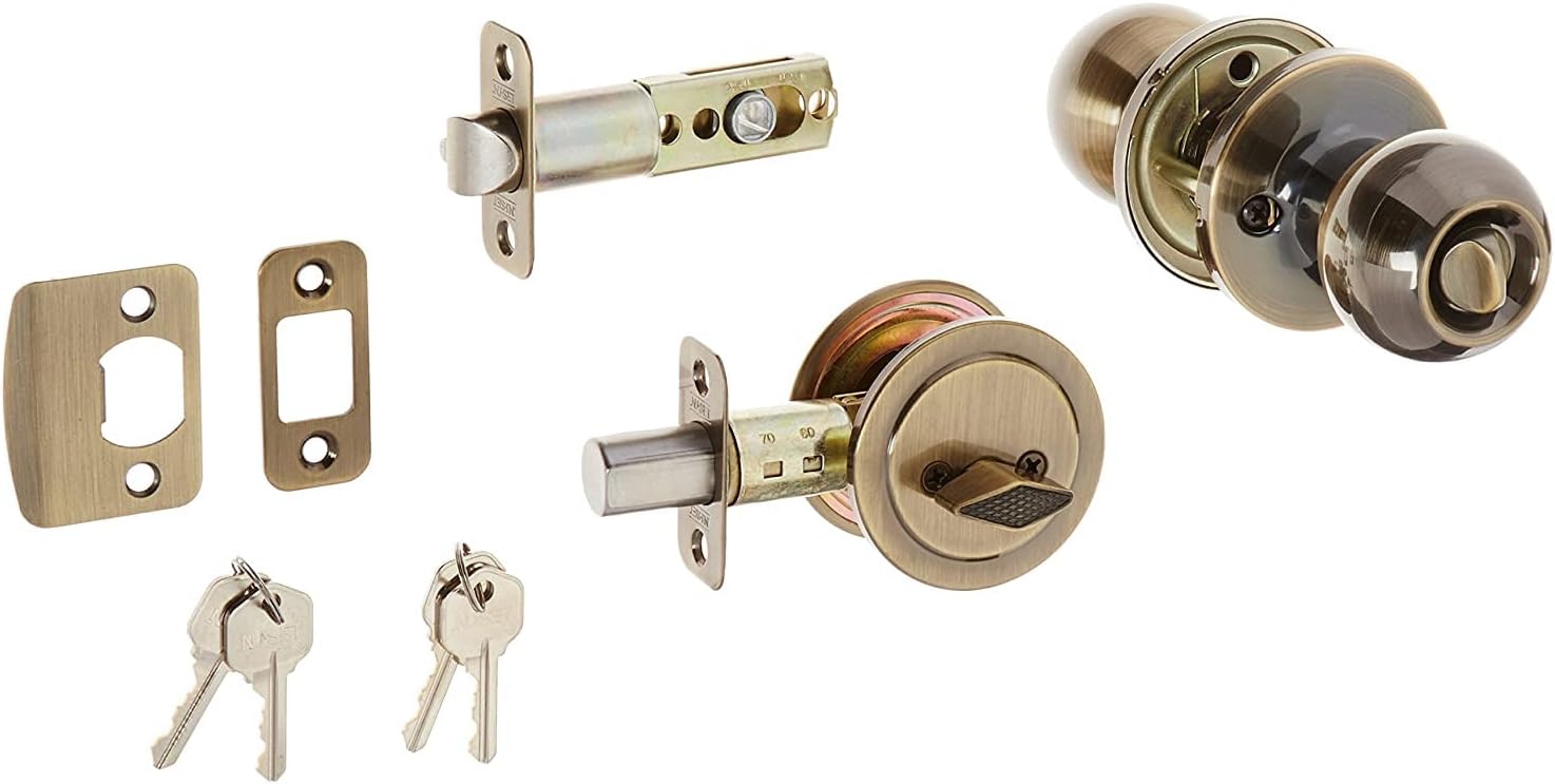 NU-SETLock | Single Cylinder Deadbolt Keyed Alike Lock & Door Knob Combo | 3 Pack Door Knob & Deadbolt Lock Set | Home Improvement & Door Hardware (Oil Bronze)