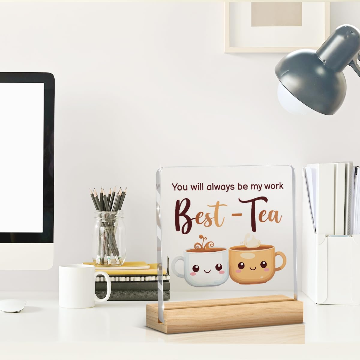 Work Bestie Gifts for Women, Funny Work Friends Gifts for Women, Work Bestie Leaving Gift Ideas, Work Friendship Gifts for Her Him, Office Friend Gift Wood Sign Plaque for Christmas - Image 5