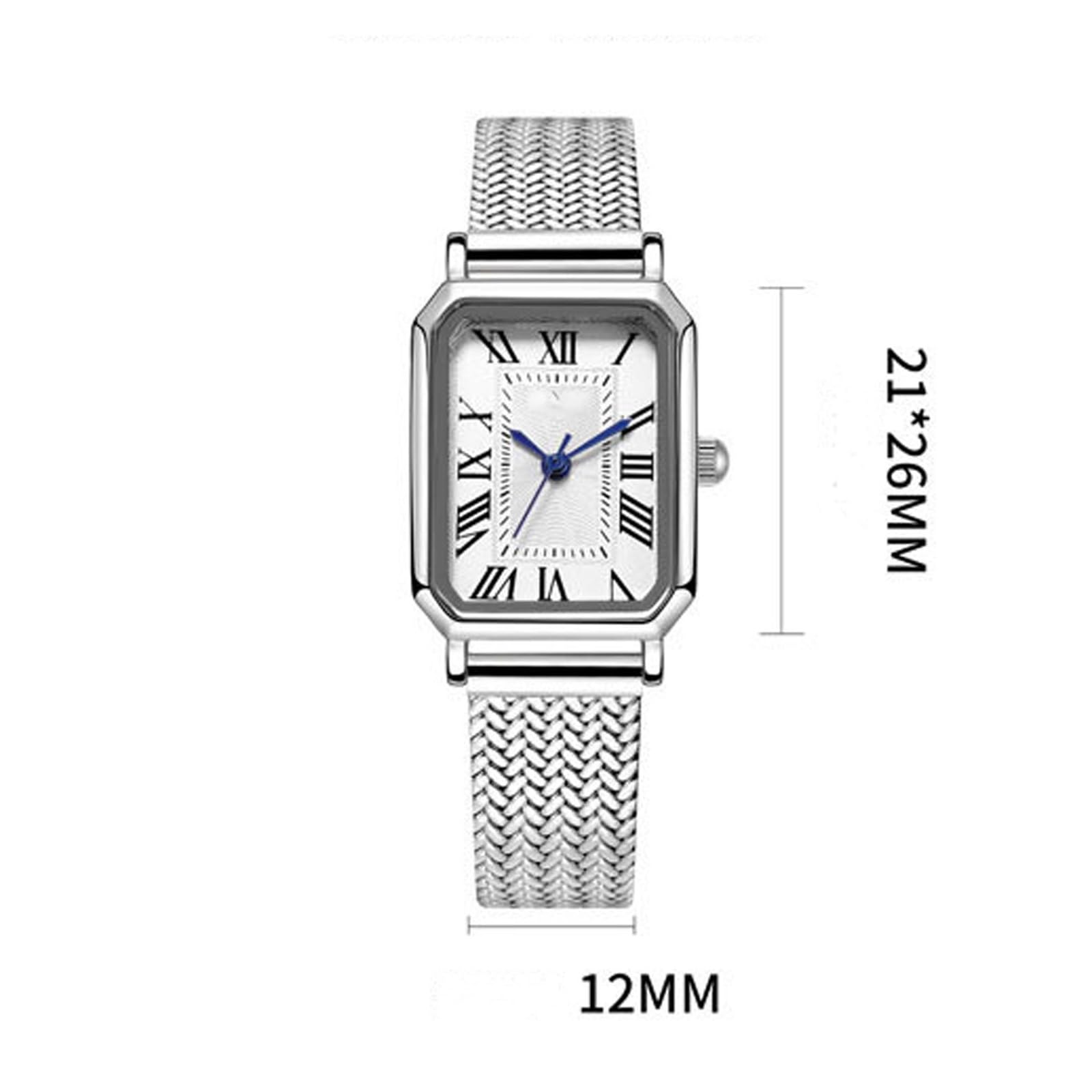 Orologio da donna al quarzo con quadrante quadrato classico e cinturino in maglia intrecciata con numeri romani. Un regalo di lusso leggero, adatto alle donne. Orologio da polso