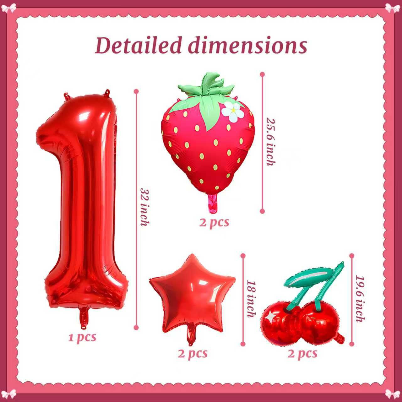 Photo 1 of **** JUST NUMBER ONE***Antwhale 32 Inch Red Number Fruit Set Balloon Including Cherries Strawberries Suitable For Decorating Birthday Parties Fruit Themed Parties Anniversaries And Other Occasions (Red cherry1)