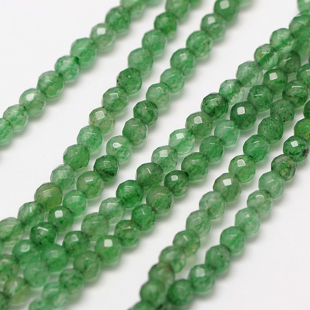 Airssory 120 Pcs 3mm Natural Green Aventurinee Beads Strands Faceted Round Small Loose Crystal Gemstone Bead Spacer for DIY Jewelry Craft Making - Image 2