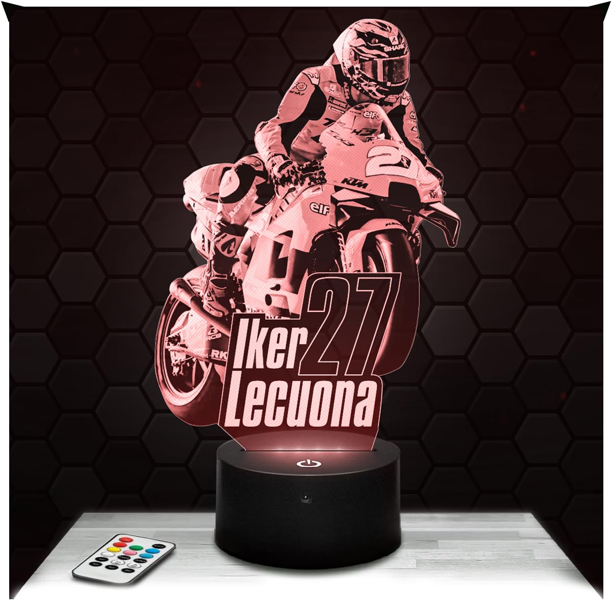 Lampephoto.fr - Moto GP - Iker Lecuona 3D Lamp, Night Light 3D LED Illusion Lamp, Gift idea for Men Motorcycle, Gifts Merchandise for Boys and Girls, Children's or Adult Bedroom Night Light