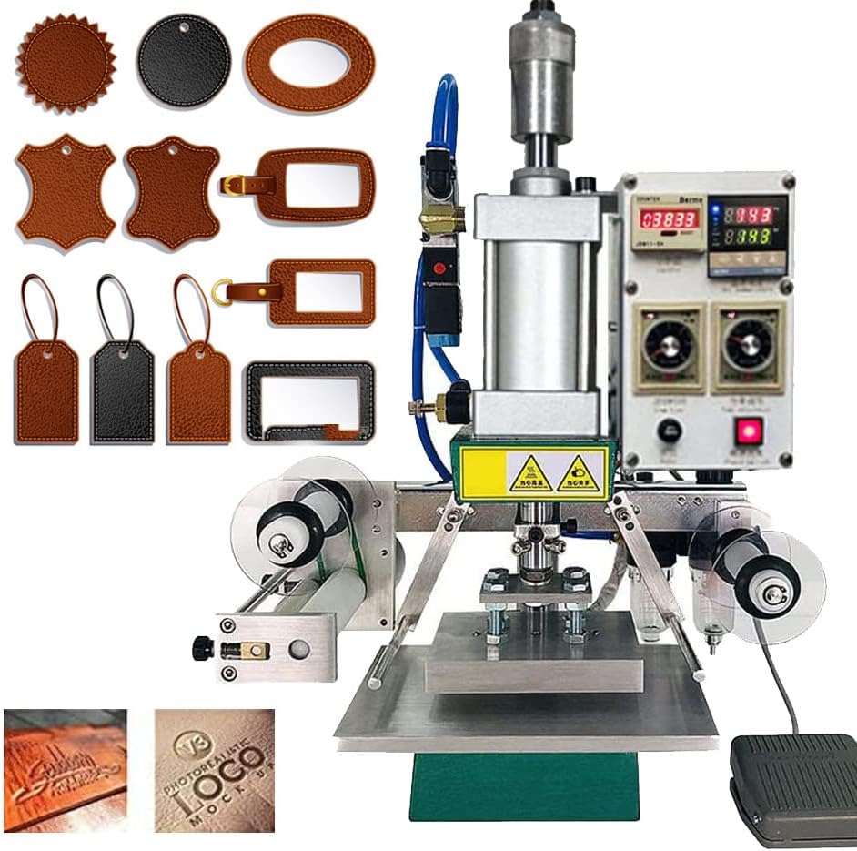 Foil Hot Stamping Machine, Digital Logo Embossing Tool for Brass Letters and Labels, Leather Wood Stamp Set with 10x13cm Press Board Size