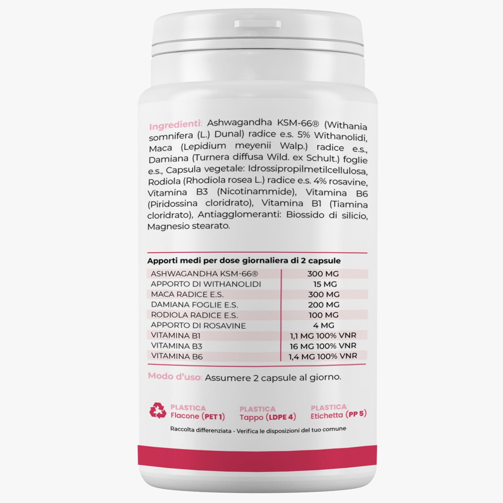 Integratore donna per il benessere femminile con maca peruviana, rodiola, Ashwagandha KSM-66, vitamine B1, B3 e B6