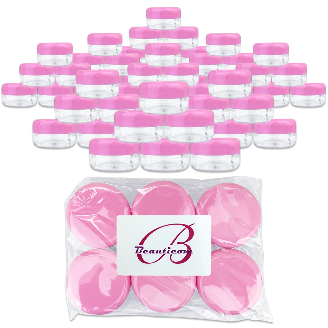 Quantity 900 Pieces Beauticom 15G 15ML Round Clear Jar with Pink Lids for Pills Medication Ointments and Other