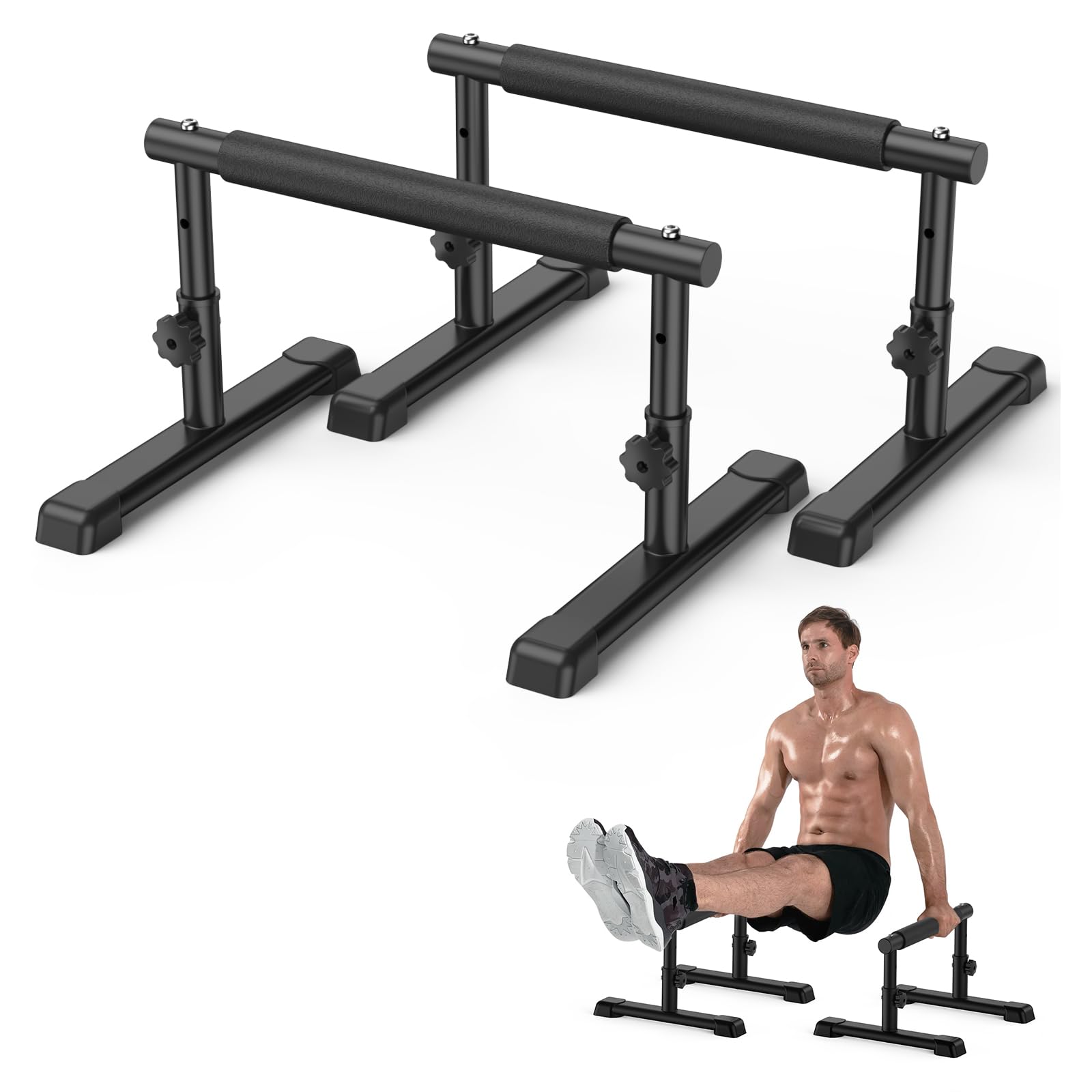 IMAYCC 2 en 1 Réglable Parallettes pour Calisthenics,Barre de Dip Parallele Musculation Antidérapantes, Push Up Bars Poignées de Pompes Fitness Parallettes pour Calisthenics Intérieur Extérieu