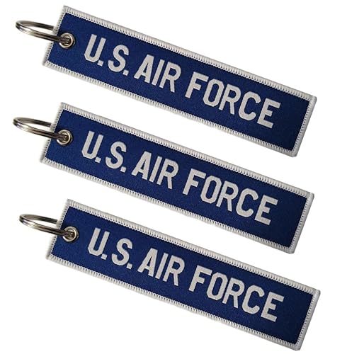 3 Pack US Air Force Key Chain Tags with Key Rings