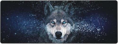 Miniatura 2 de Wolf - Alfombrilla de mouse grande para escritorio, 31.5 x 11.8 pulgadas, alfombrilla de mouse para juegos con base antideslizante, alfombrilla de