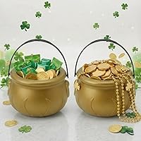 Vista 16 de PMU Caldero de plástico negro para el Día de San Patricio de 8 pulgadas, caldero de plástico negro para el duende del día de San Patricio y Mardi