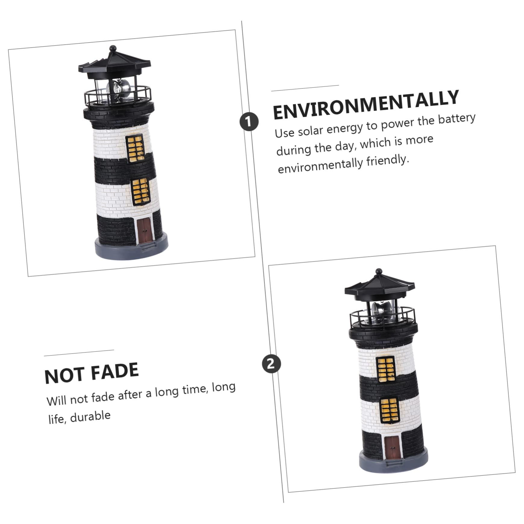 Sosoport Material Decorative Lighthouse Solar Light Outdoor Yard Lamp for Night Dec