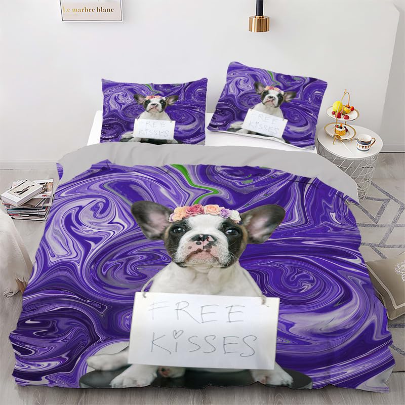 Cadeau homme et mariage : parure de lit 240 x 260 cm avec animaux violets