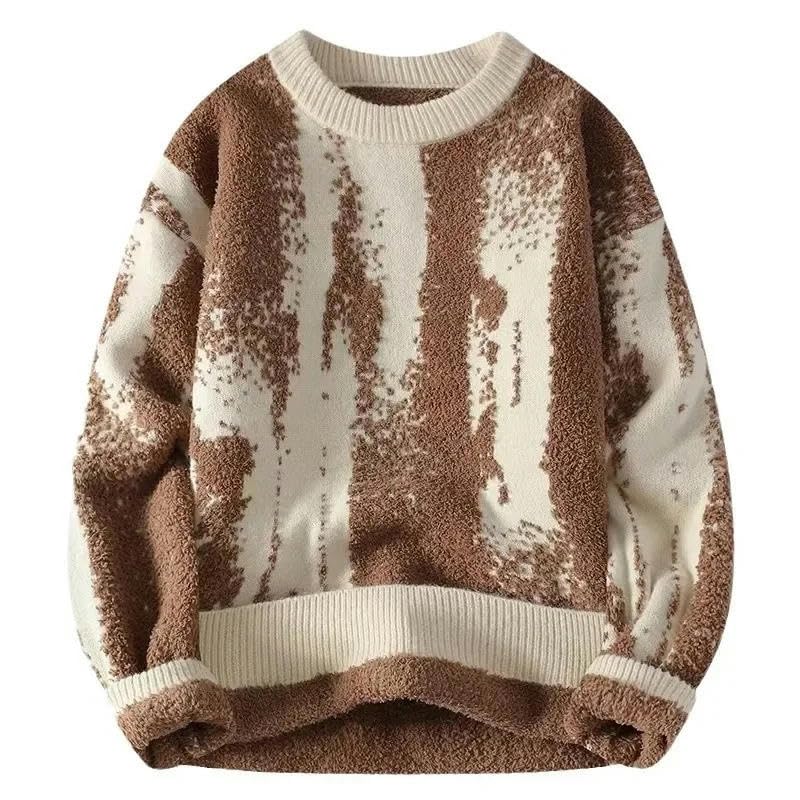 Pull d'hiver homme décontracté et chaud en maille épaisse à col rond