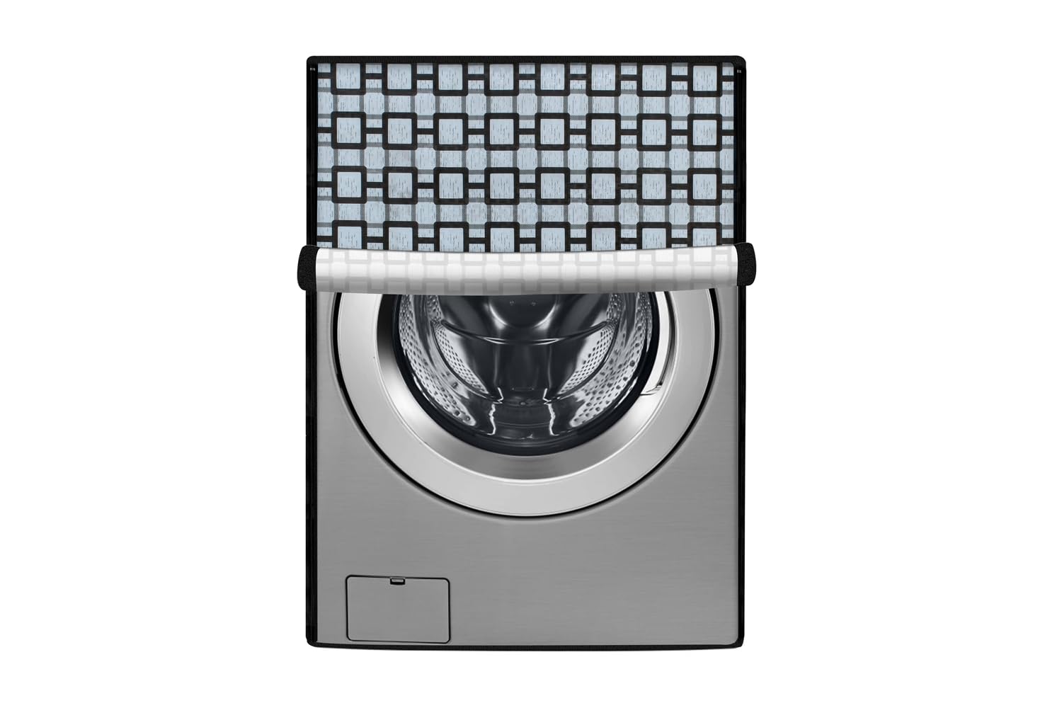 Stylista Washing Machine Cover Compatible for 7 KG Fully-Automatic Front Loading Serena ZSS 7010, Lattice Pattern Grey