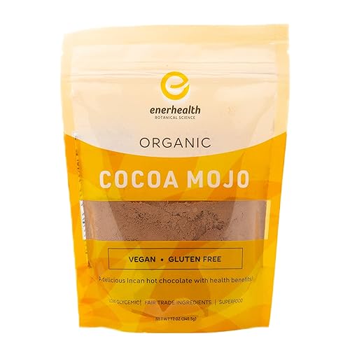 Enerhealth Botanicals Cocoa Mojo – Mezcla de cacao peruano de chocolate caliente orgánico certificado, endulzado con azúcar de palma de coco bajo