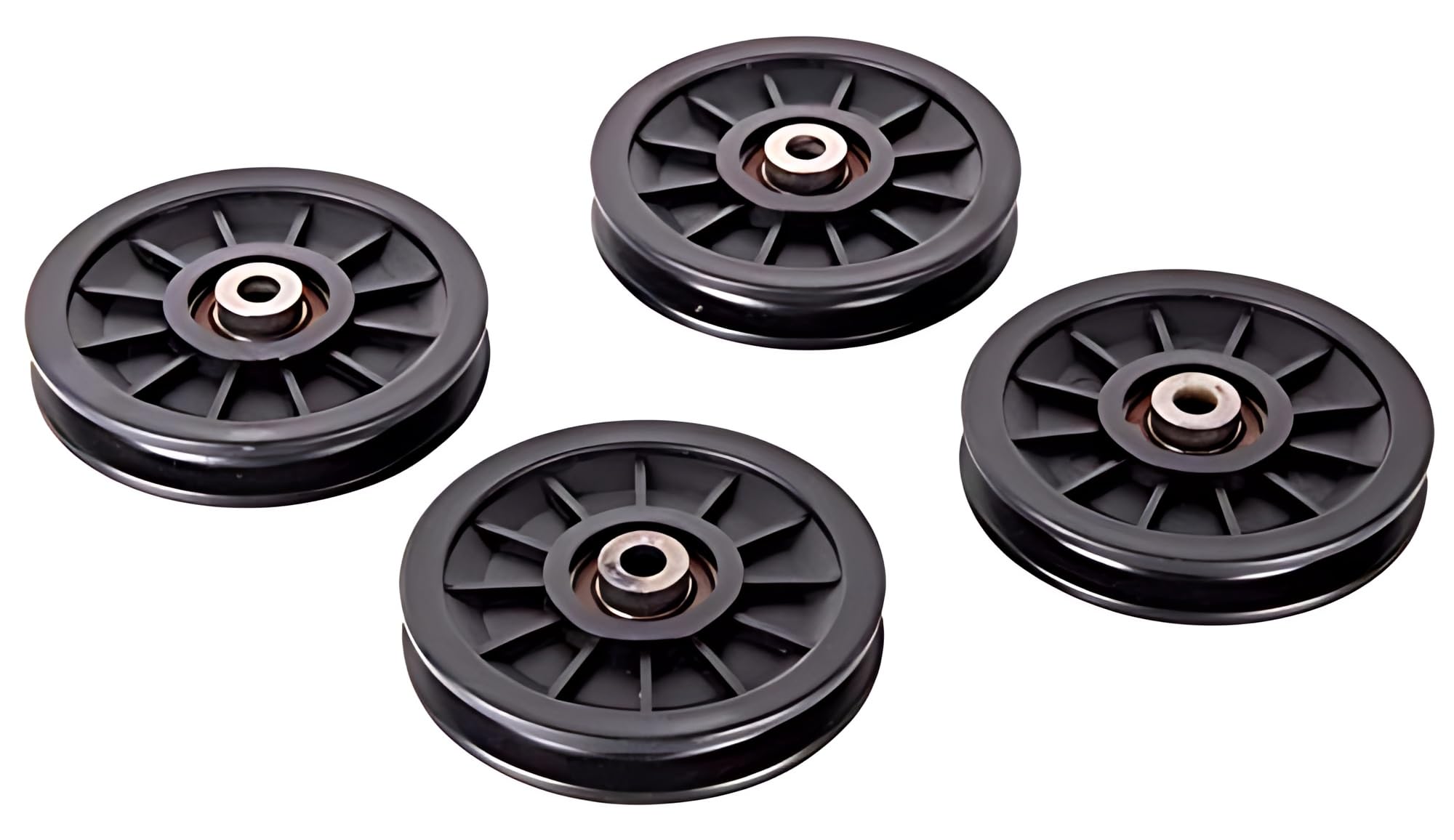 Wirmon Sports Exercise Machine Attachment Gym Pulley 4 Inch with inbuilt Bush and Bearing (Black) - Pack of 4-image-2