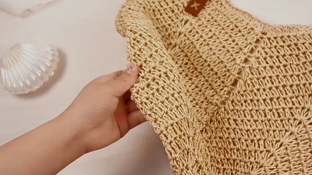 Bolso de playa grande tejido de paja para mujer con cremallera miniatura 7