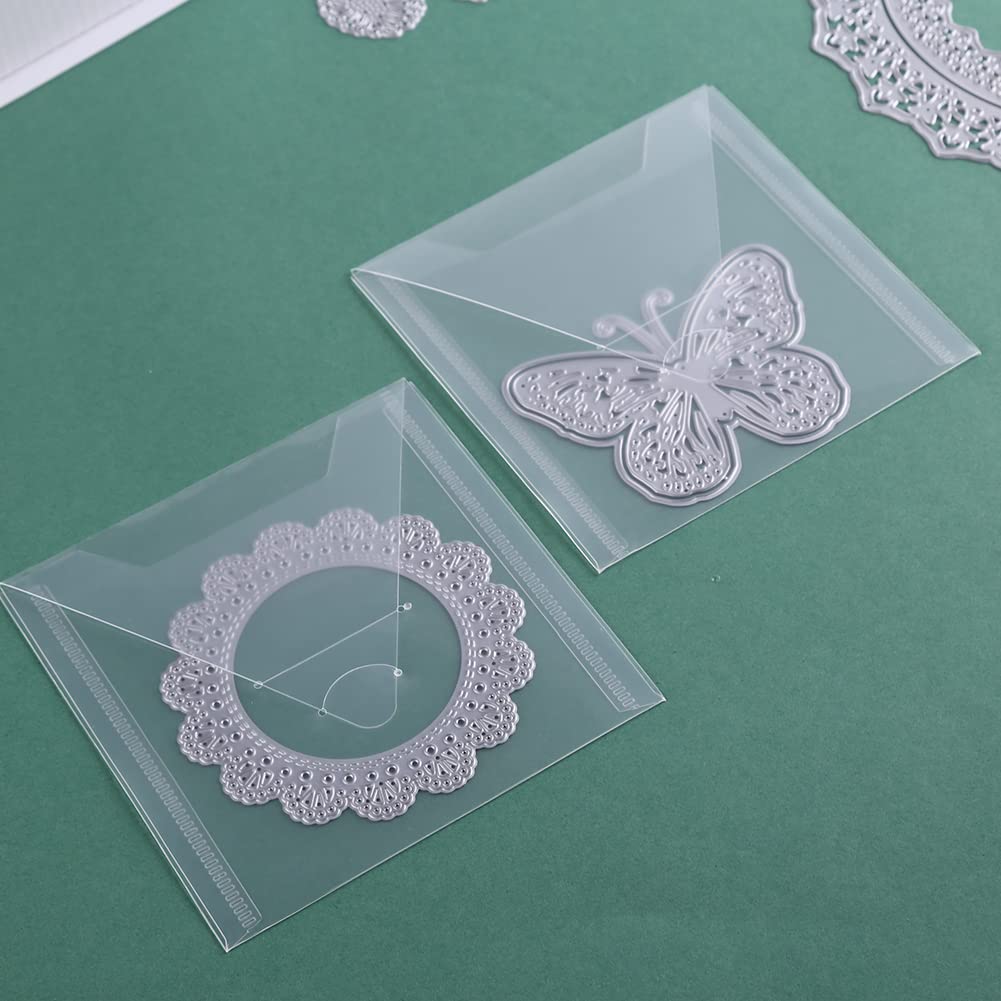 20 buste grandi per timbri e fustelle, per scrapbooking, per realizzare biglietti fai da te, in plastica, richiudibili, grandi buste per stencil fai da te