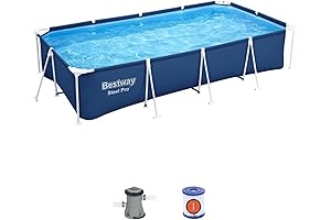 Bestway Steel Pro 13 Foot x 32 Inch Above Ground Outdoor Rectangular Steel Framed Pool