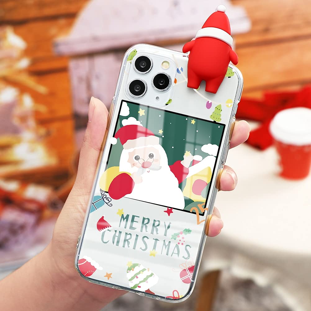 Yoedge Cover Natale Per Xiaomi Mi 10 Lite 5G – Silicone Morido Trasparente Con Disegno Babbo Natale