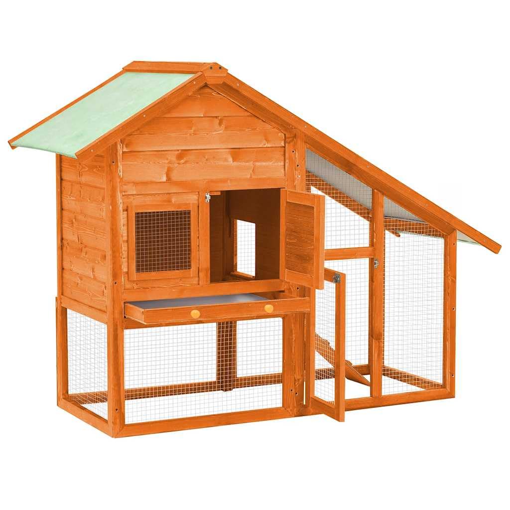 vidaXL Conejera Gallinero Ponedero Rústica Caseta Casa Jaula Conejo Mascota Roedor Animales Pequeños Choza de Pollo Madera Maciza de Abeto