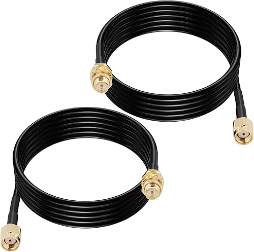 Cable de extensión de antena WiFi de 16.5 pies, paquete de 2 conectores RP-SMA macho a RP-SMA hembra, ideal para enrutador LAN inalámbrico, puente o