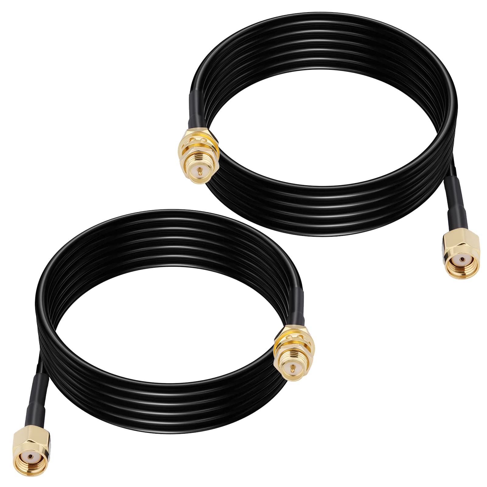 CAPChang WiFi Antenna Extension Cable 16.5FT 2 Pack RP-SMA Male to RP-SMA Female Bulkhead Mount Connectors Ideal for Wireless LAN Router, Bridge, or External Antenna Equipment, Not Applicable to TV