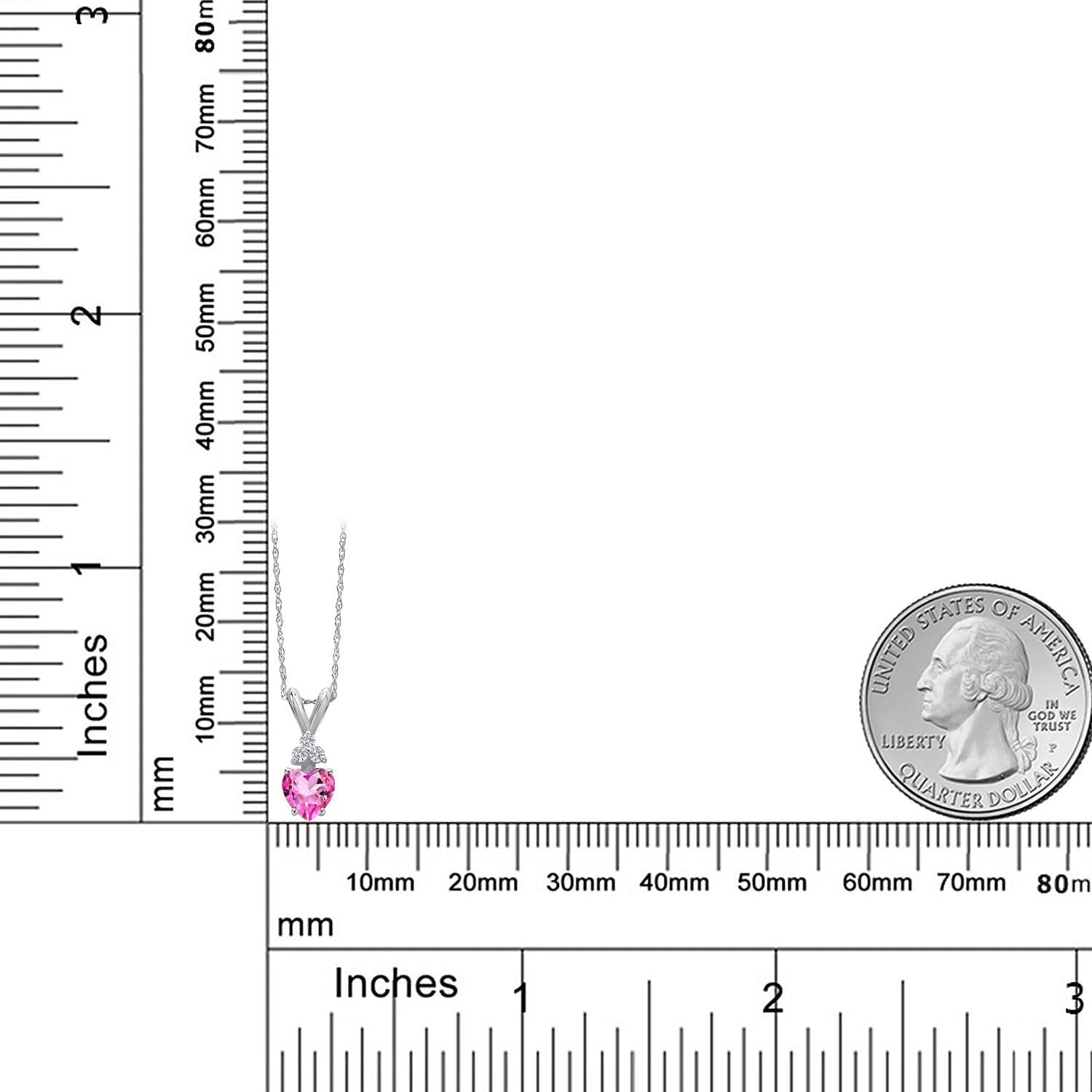 Gem Stone King 14K White Gold Customized and Personalized Heart Shape 5MM Gemstone Birthstone and 3 Lab Grown Diamond Heart Pendant Necklace For Women With 18 Inch Chain - Image 6