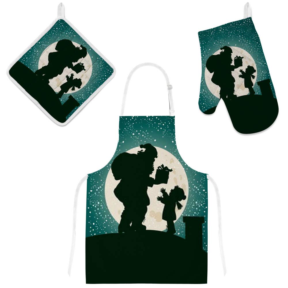 Tablier de cuisine Père Noël enfant pour cuisiner proprement sans taches ni brûlures