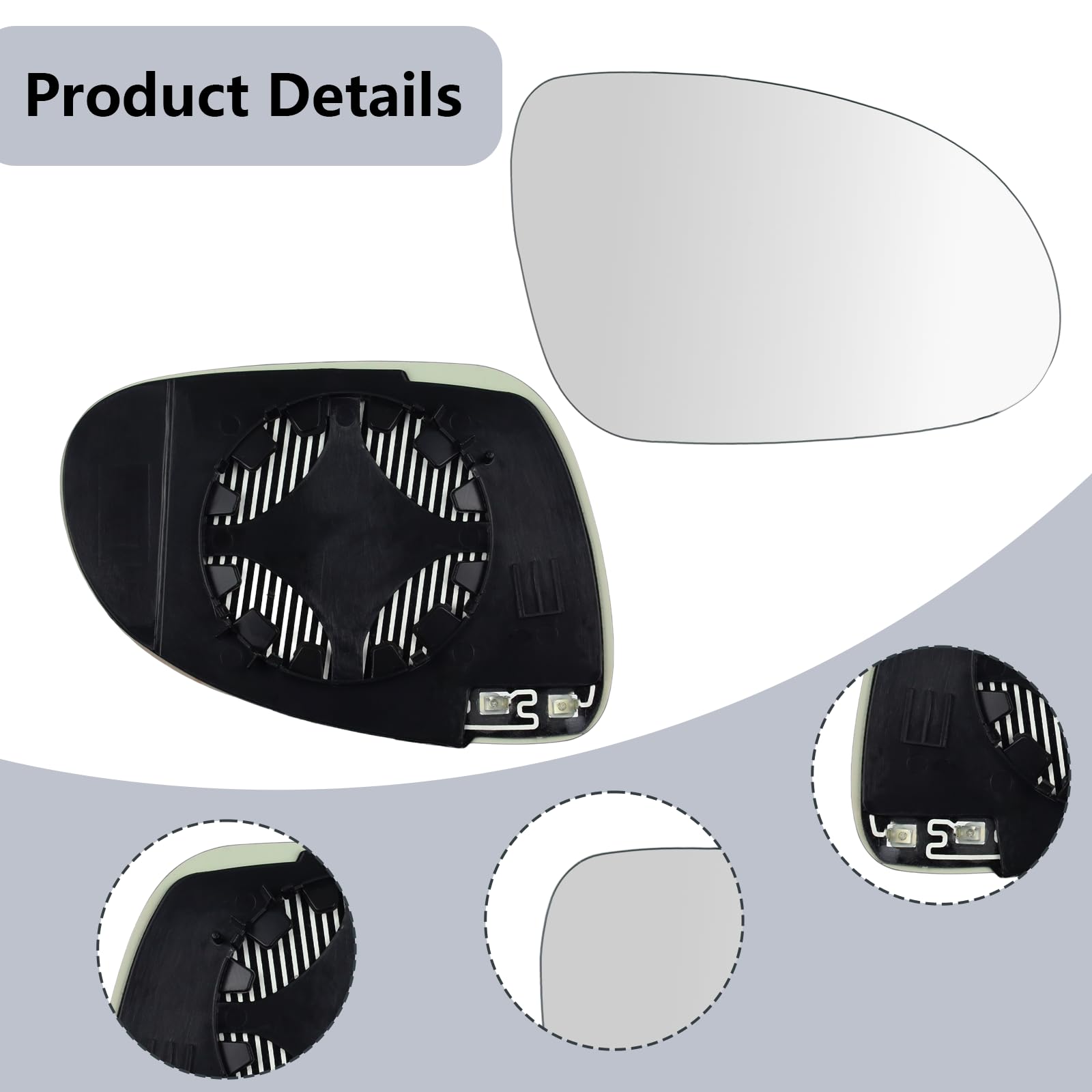 Wkład Lusterka Prawego Podgrzewany kompatybilny z VW Golf 5 MK5 2003–2008, Jetta 5 2005–2010, Passat B6 2007–2011 – Asferyczne Szkło Lusterka Bocznego z Płytą Montażową