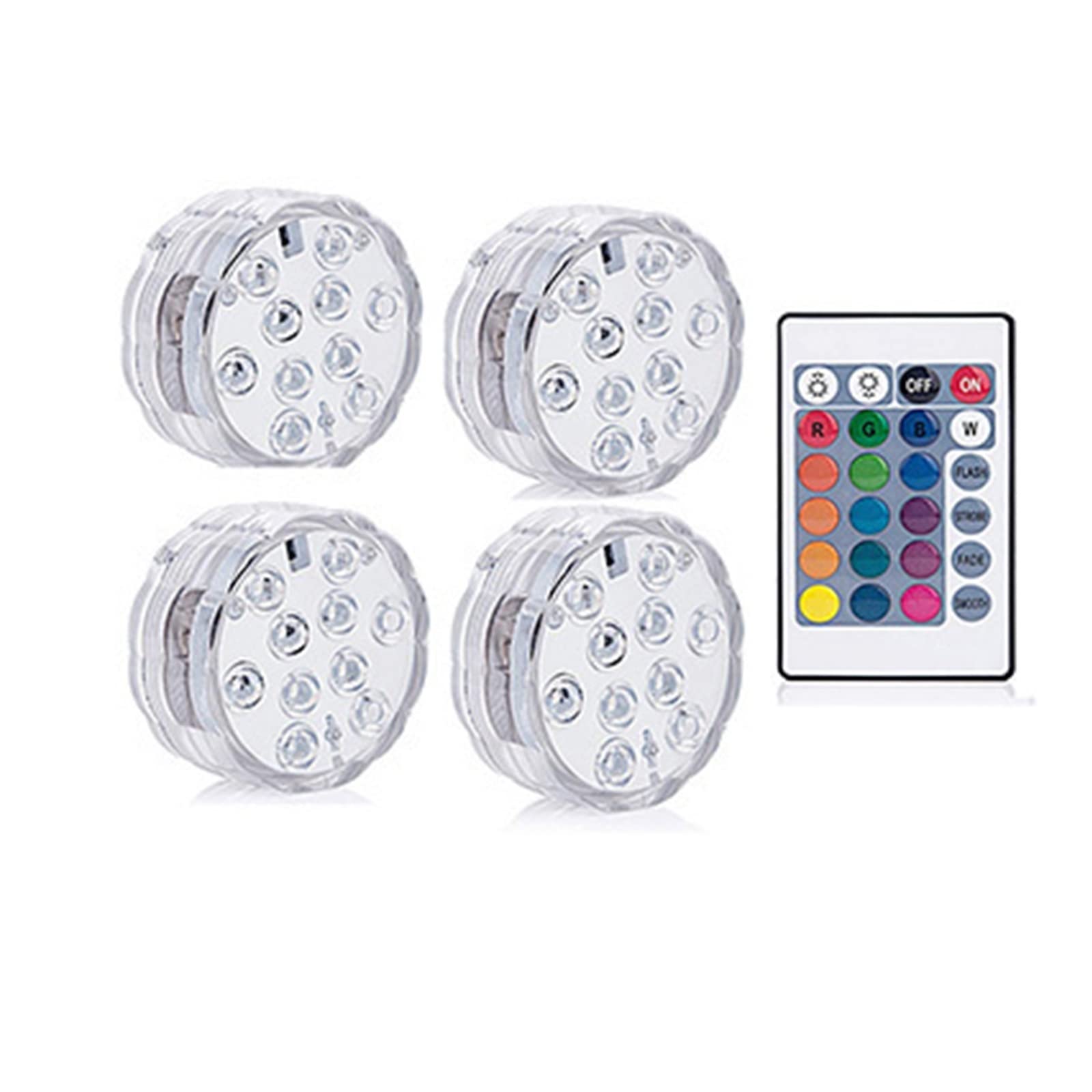 Luces de piscina 10 LED de luz sumergible IP65 impermeable RGB luz subacuática florero decoración de acuario luces for estanque jardín piscina (Color : 1 controller 4 Lamp)