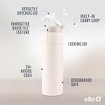 Ello Pop & Fill 22oz Stainless Steel Water Bottle with QuickFill Technology, Double Walled and Vacuum Insulated Metal, Leak Proof Locking Lid, Straw and Chug, Reusable, BPA Free, Tonal Cream
