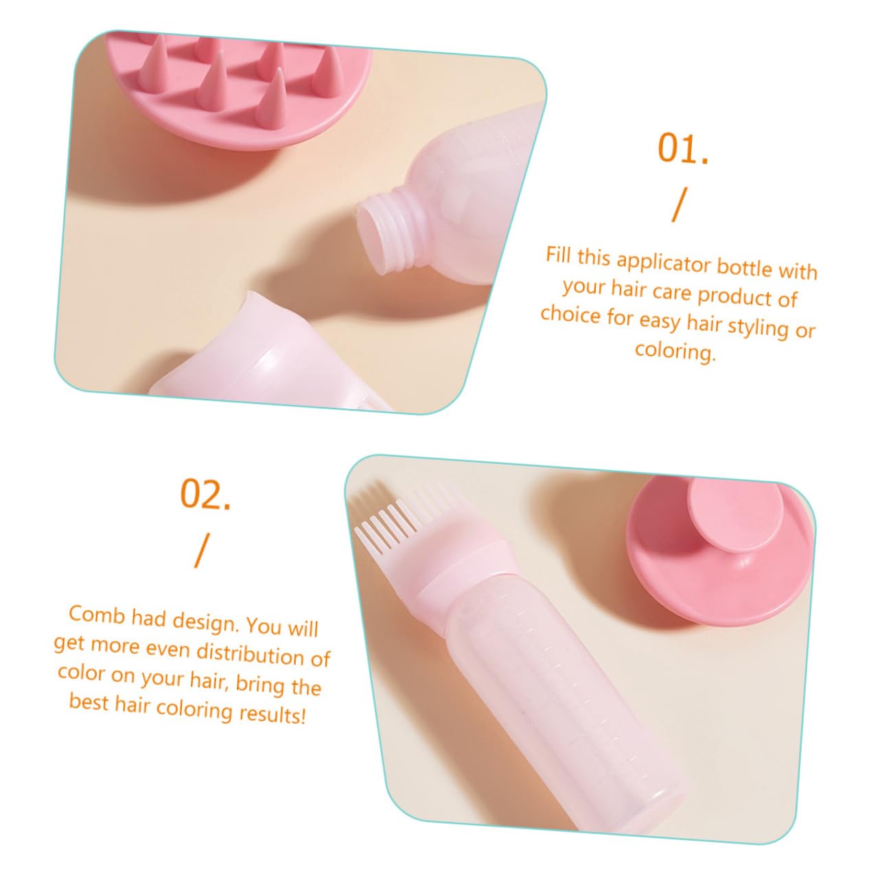 minkissy 6ensembles Bouteilles Applicateur De Pour Cheveux Avec Peigne De Racine De Flacons Pour Coloration Et Huile Capillaire Pratique Et Facile à Utiliser