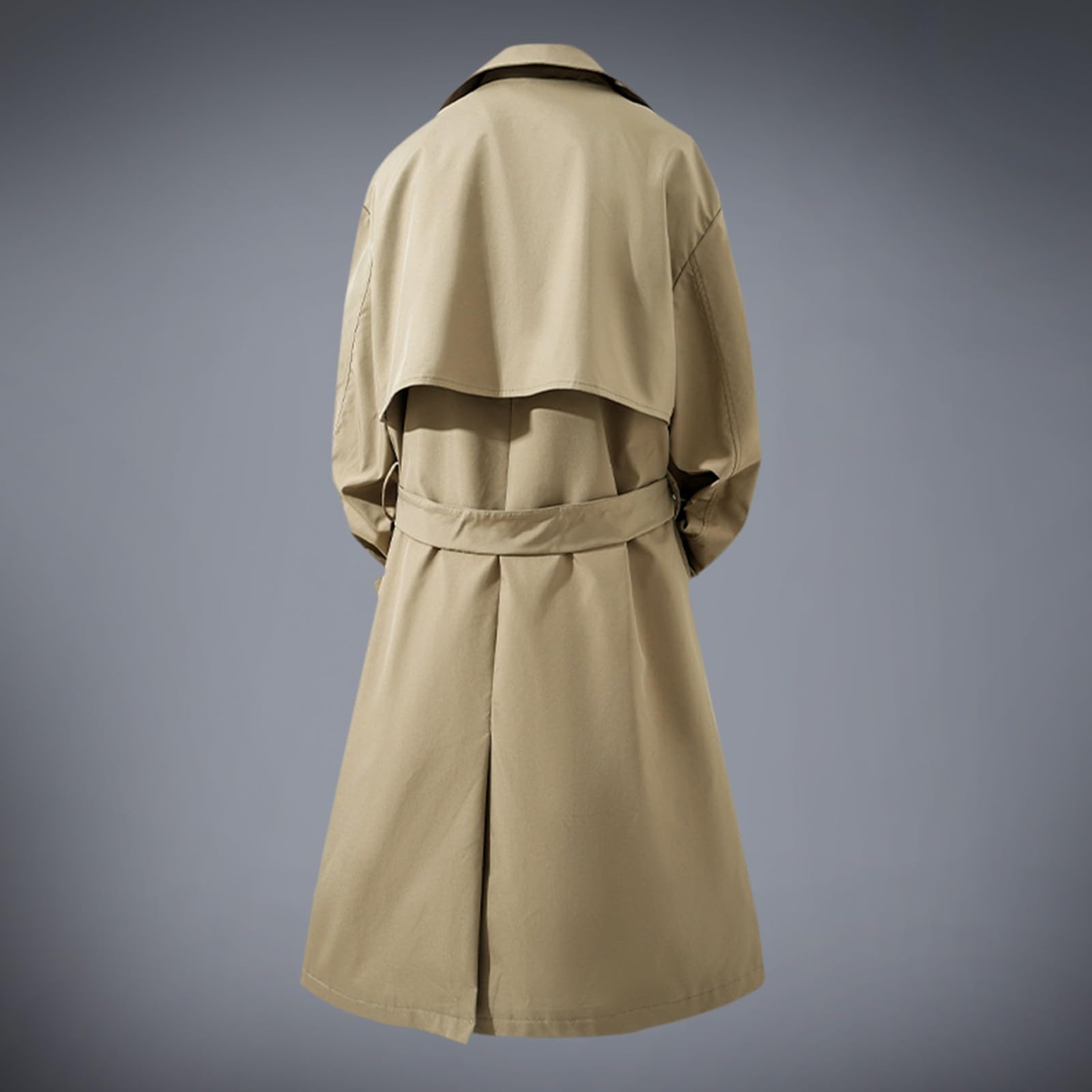 Generisch Trench Coat - Giacca lunga da uomo, in softshell, a doppio petto, con tasche, cardigan, comoda, tinta unita, classica, per il tempo libero, versatile