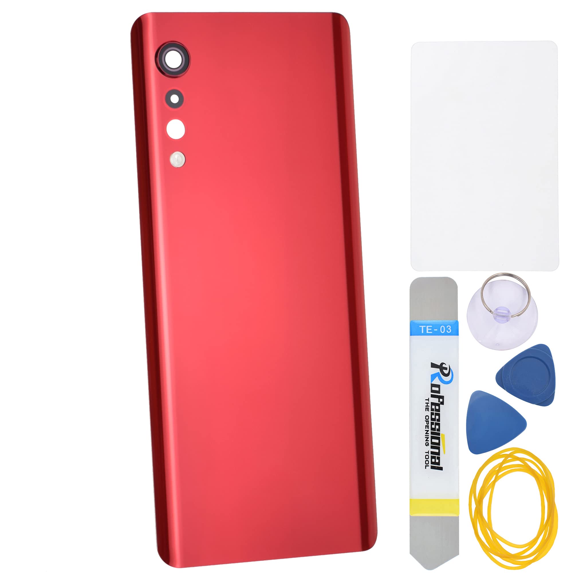 Red Acrylic Glass Cover Housing Door Replacement Backs for LG Velvet Velvet 5G Including Rear Camera Glass Lens Pre-Install Adhesive and Installation Instruction Tool Kit