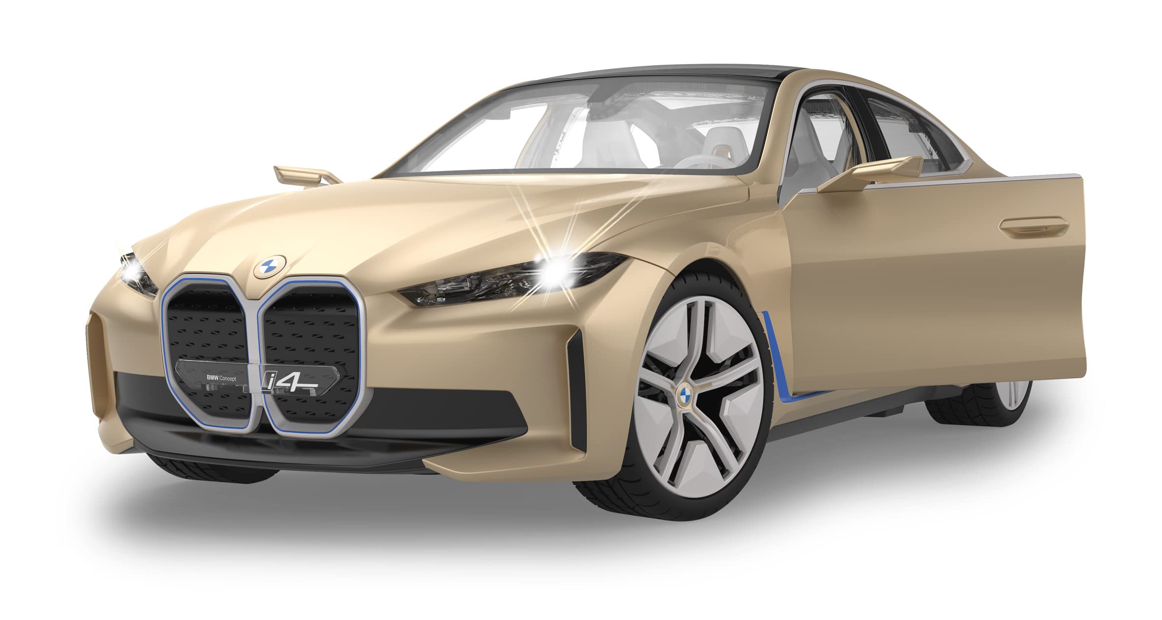BMW i4 Concept 1:14 2,4 GHz - oficjalnie licencjonowane, ok. 1 godz. czasu jazdy, ok. 11 km/h, idealnie odwzorowane szczegóły, szczegółowe wnętrze, oświetlenie wewnętrzne LED