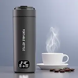 Chaleira elétrica portátil de dupla voltagem, água quente para chá, café, 6 controles de temperatura e visor LCD, aço inoxidável 316 e grande capacidade de 450 ml, desligamento automático e