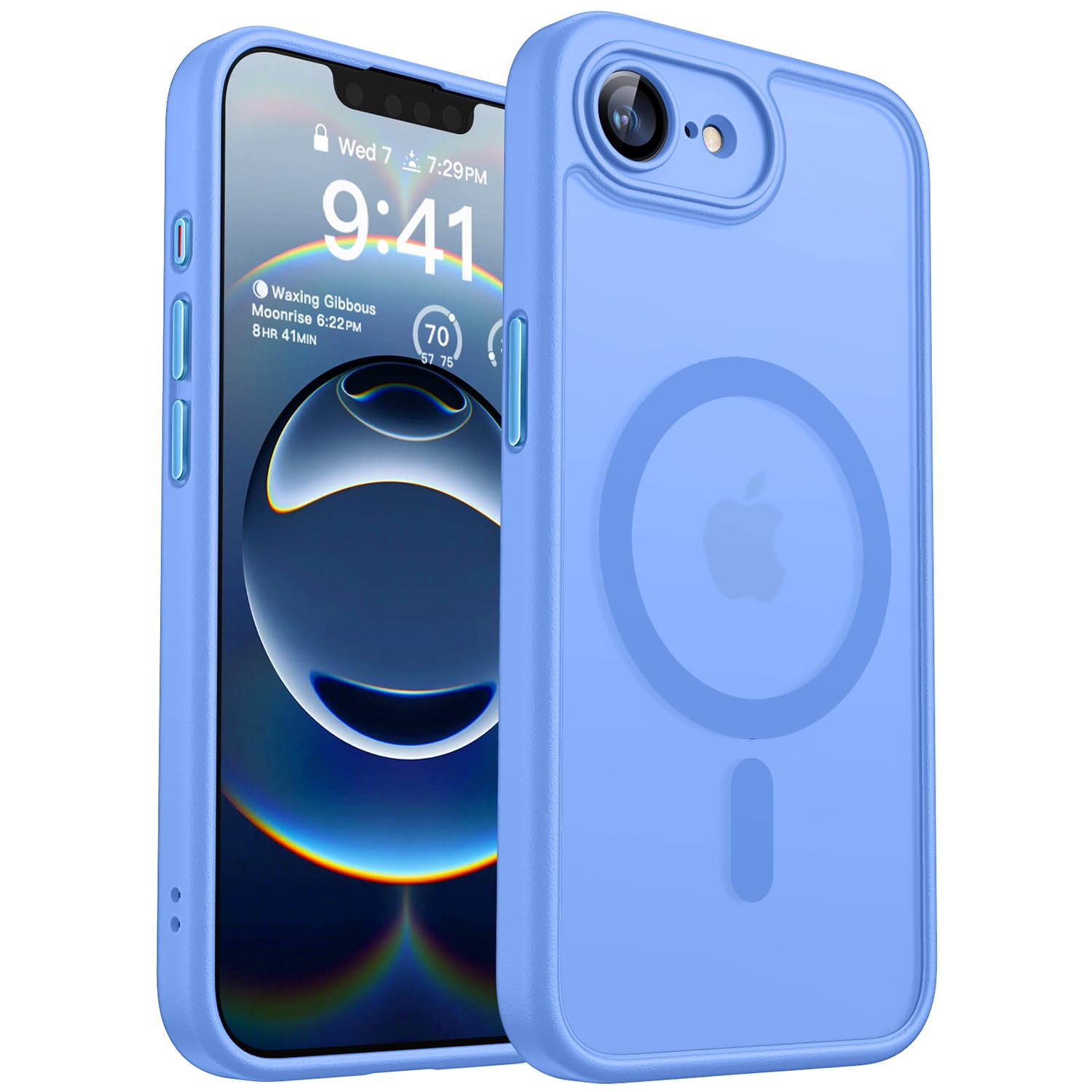 CANSHN Magnetica Cover per iPhone 16e(6.1 Pollici),Compatibile con MagSafe, [Protezione Completa Della Fotocamera] Custodia Traslucida Opaca Protettiva Sottile Antiurto,Azzurro