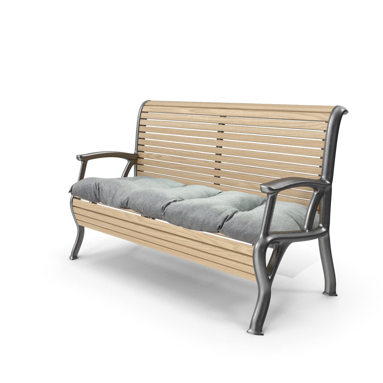 Sitzkissen Bank 160 x 55 cm Grau - Wasserdicht Sitzkissen Garten Beständig Gegen Schimmel und Feuchtigkeit - Handgefertigt Sitzauflagen für Bänke mit Befestigungsschnüre