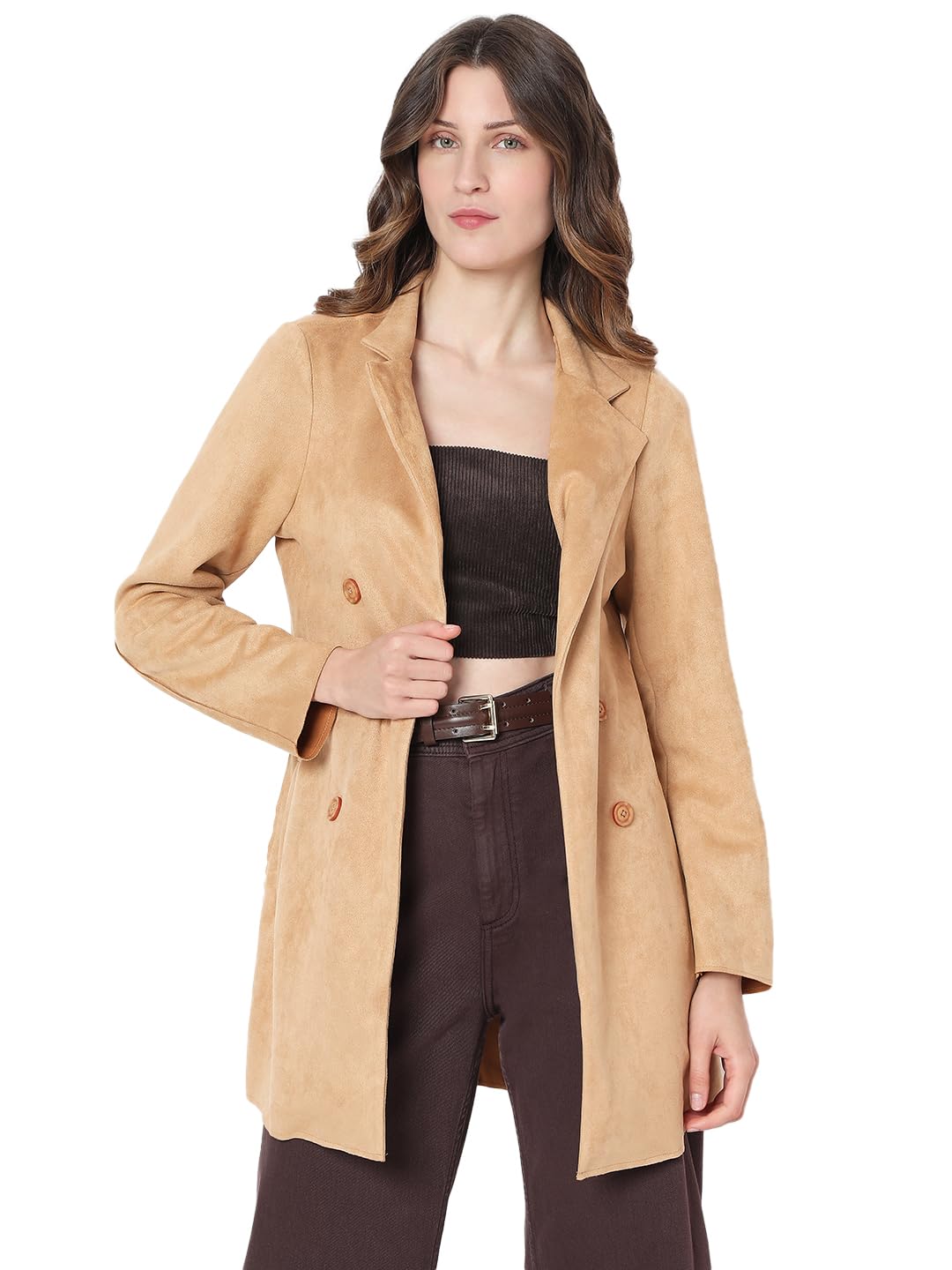 vero moda Women's Polyster Knee Length A-Line Coat-picture-19