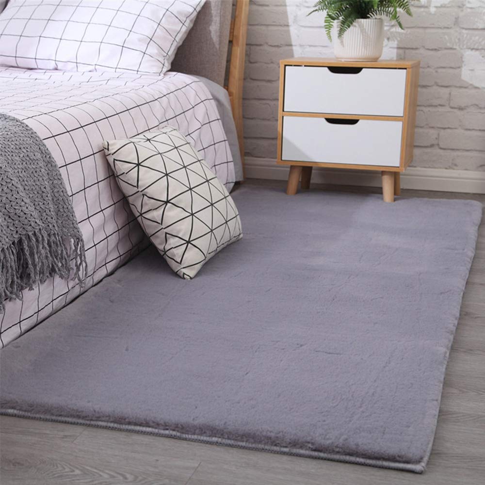 Soft Faux Rabbit Fur Fluffy Sheepskin Area Rug - Non-Slip Anti-Skid, Gray, 160x230cm