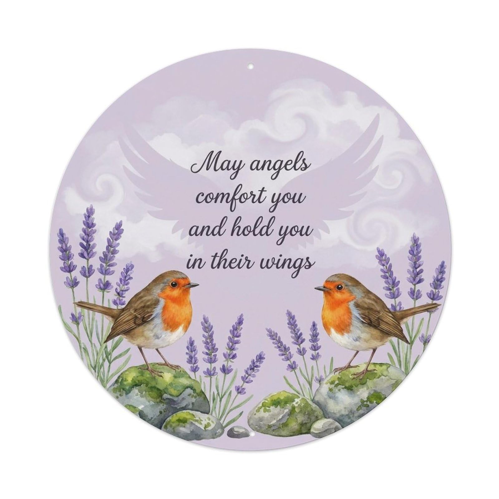 European Robin Angels Comfort Wings Quote Metal Tin Sign