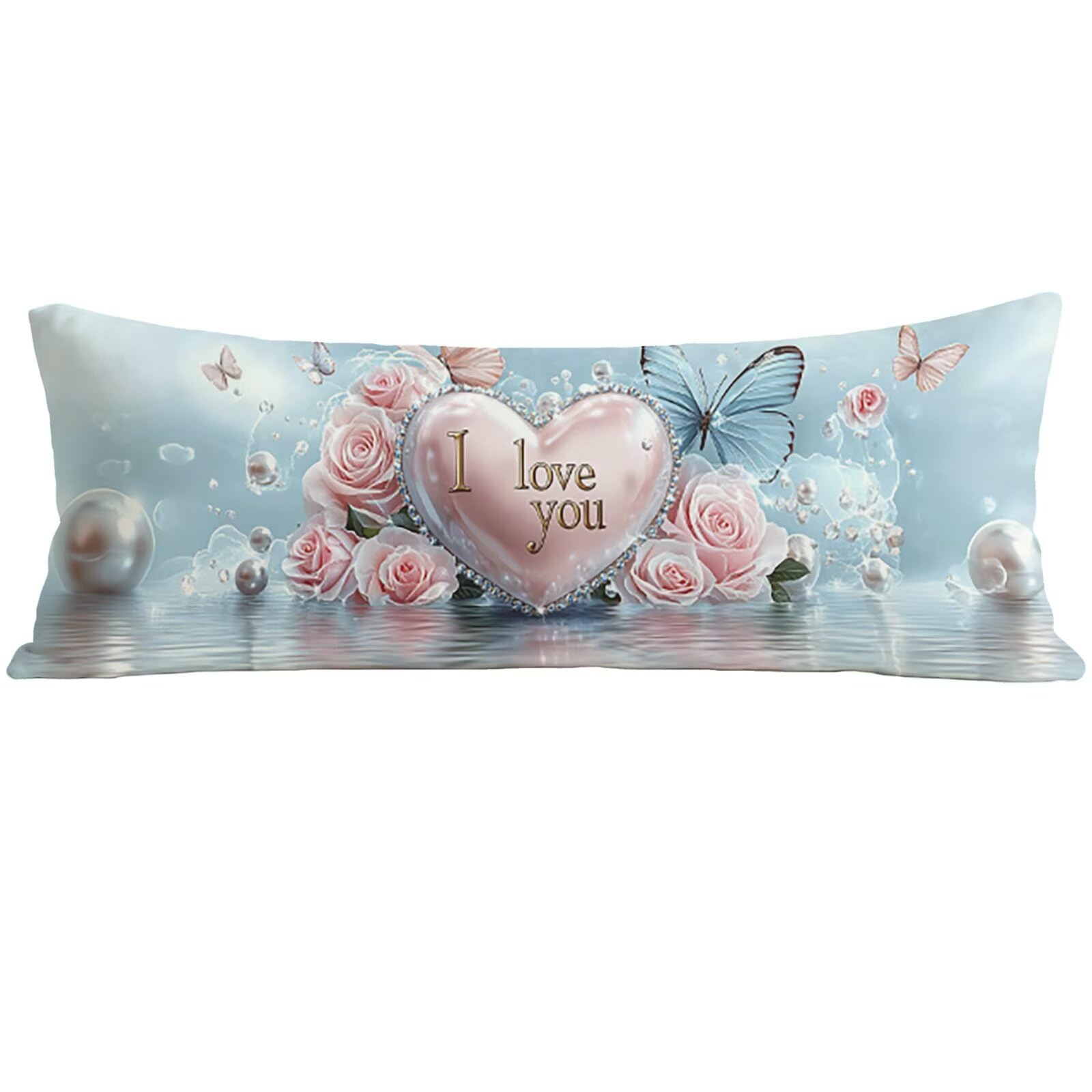 Taie de traversin 150 cm bleu rose velours housse de coussin rectangulaire