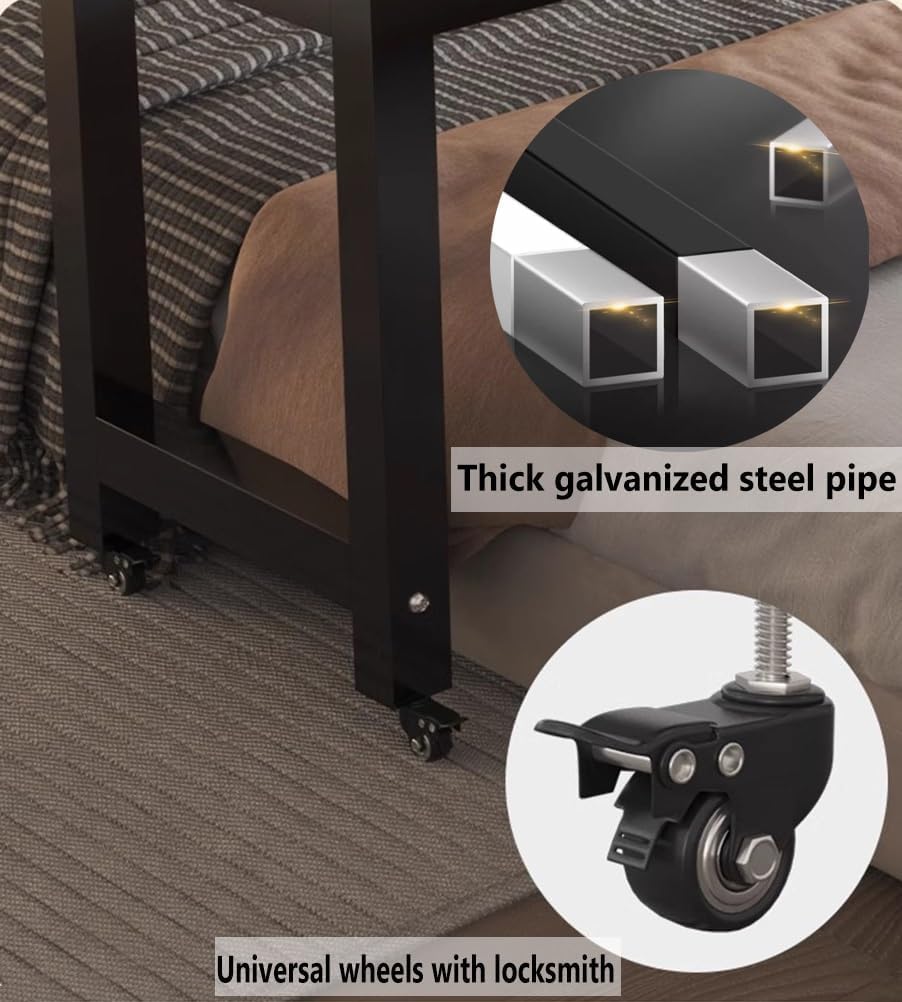 Szafka nocna Stolik nocny z kółkami, wielofunkcyjne biurko komputerowe, stół jadalny