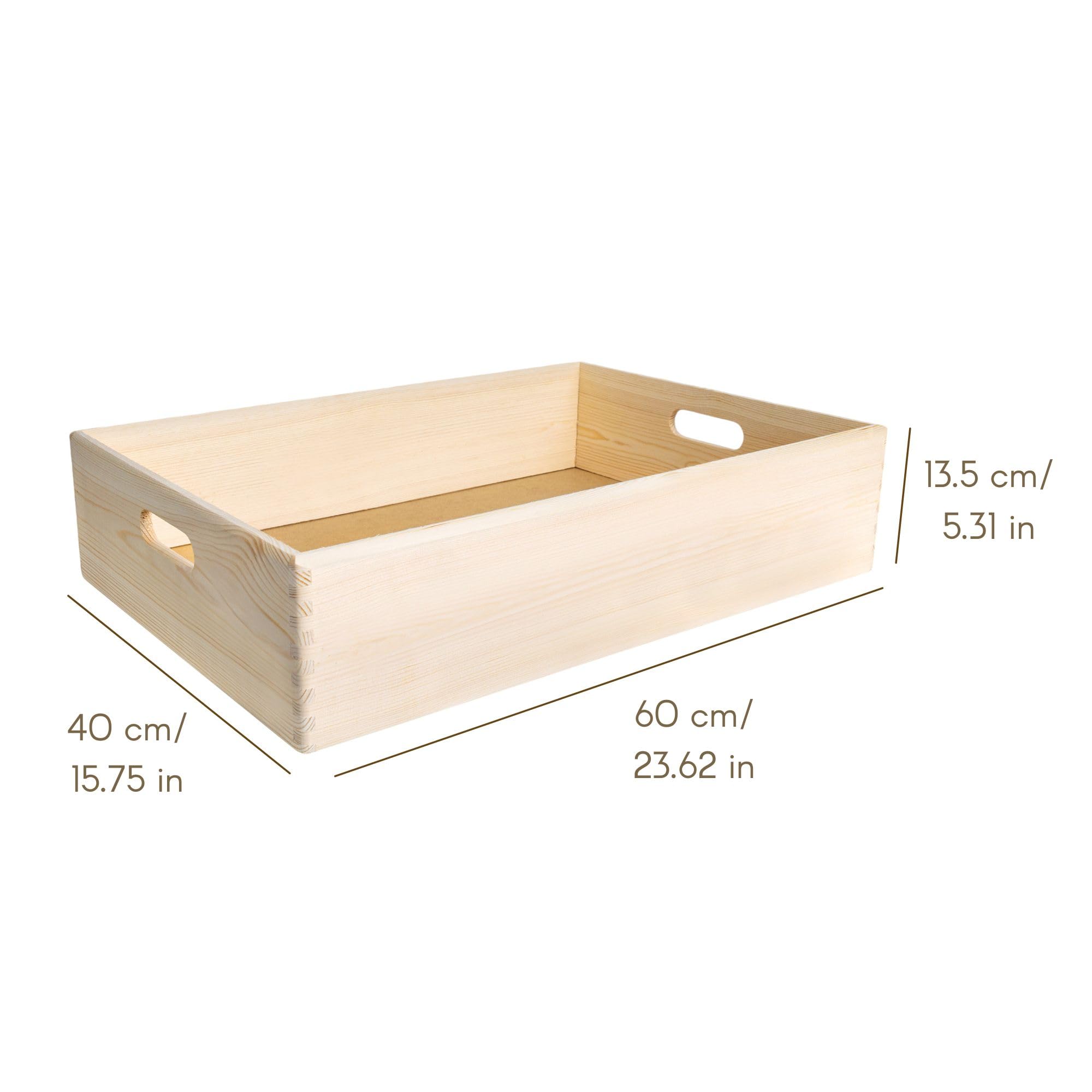 Creative Deco Grande Scatola in Legno 60x40x13.5 cm con Maniglie Portaoggetti Portagiochi per Decoupage