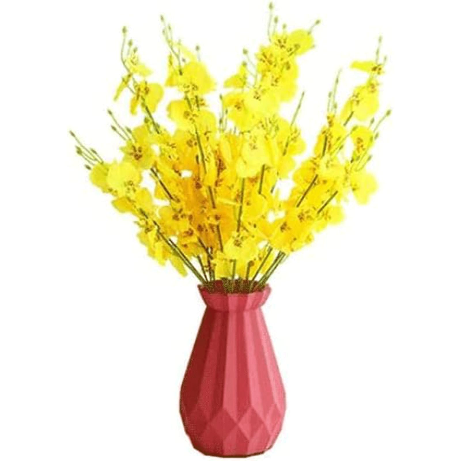 XDLEDMKIZ Vase+6 Orchids Artificial Flowers Fake Flowers Centerpieces Bouquets Decorations Home Decor Floral Arrangement
