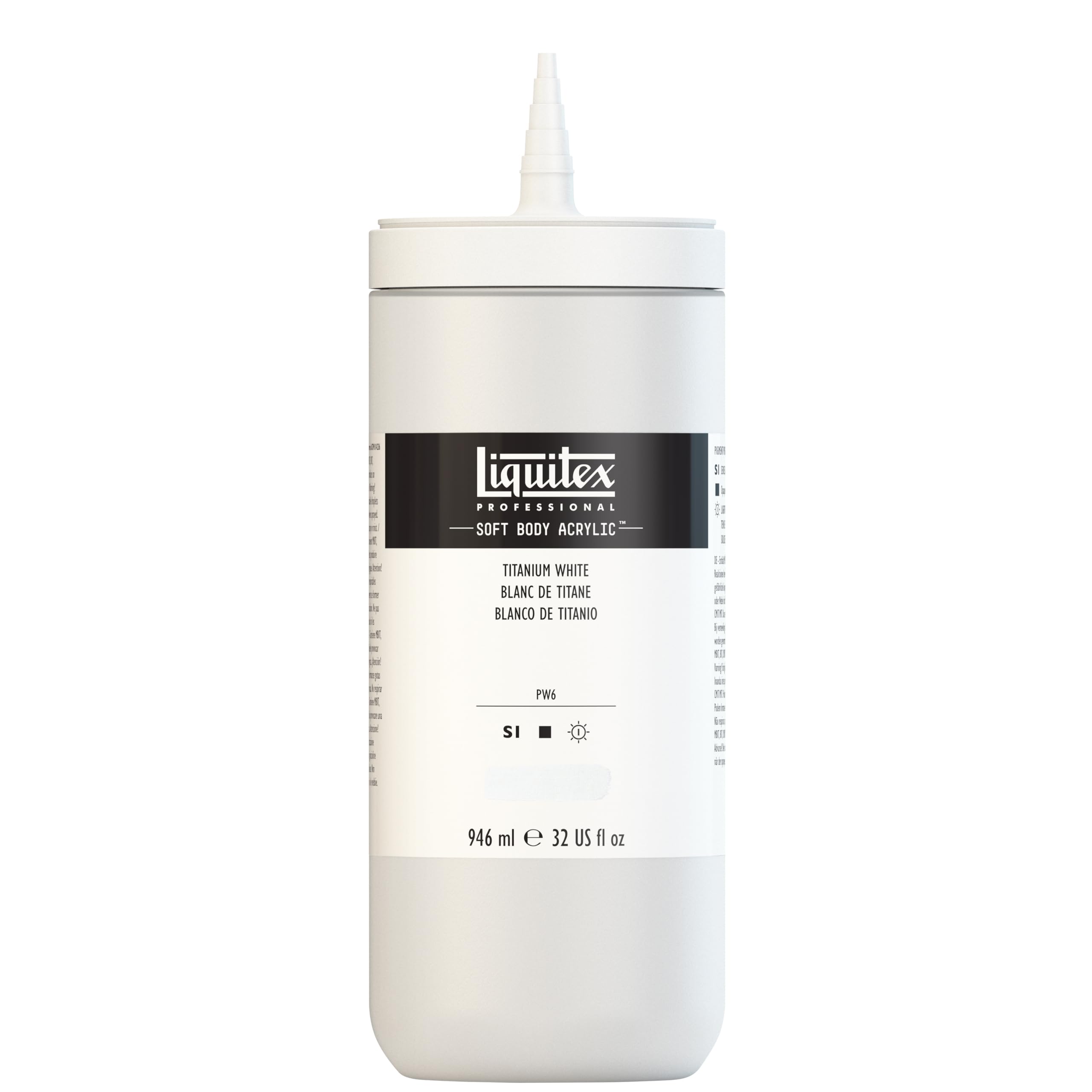 Liquitex 1946432 Professional Acrylfarbe Soft Body - Künstlerfarbe in cremiger deckender Konsistenz, hohe Pigmentierung, lichtecht & alterungsbeständig, 946ml Flasche - Titanweiß