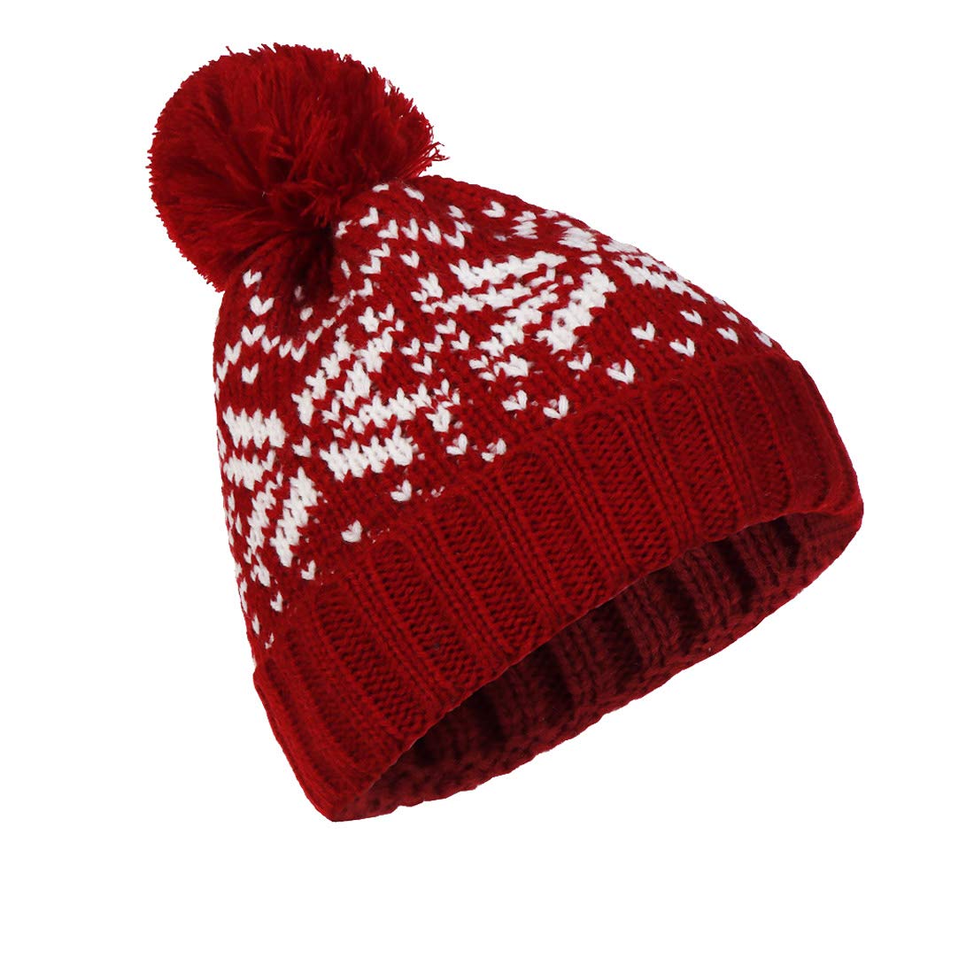 HCY 1Pcs Christmas Snowflake Womens Knit Winter Beanie Hat Fashion Snow Ski Slouchy Caps (Red) (B081YTG4MW) Amazon Price History, Amazon Price Tracker