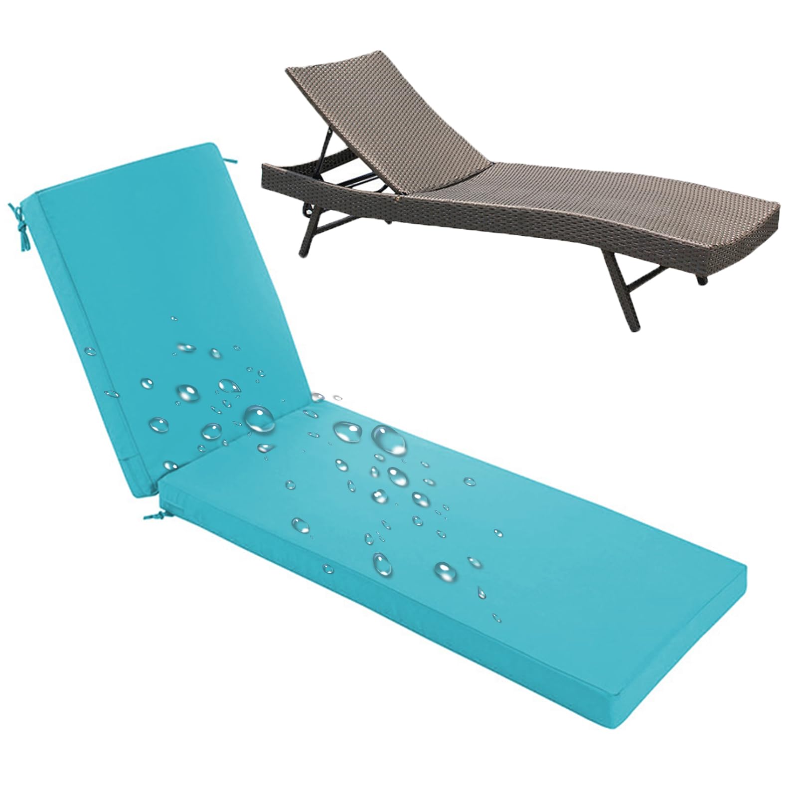 Cómoda almohadilla para muebles de exterior con base antideslizante y funda lavable de 180x60