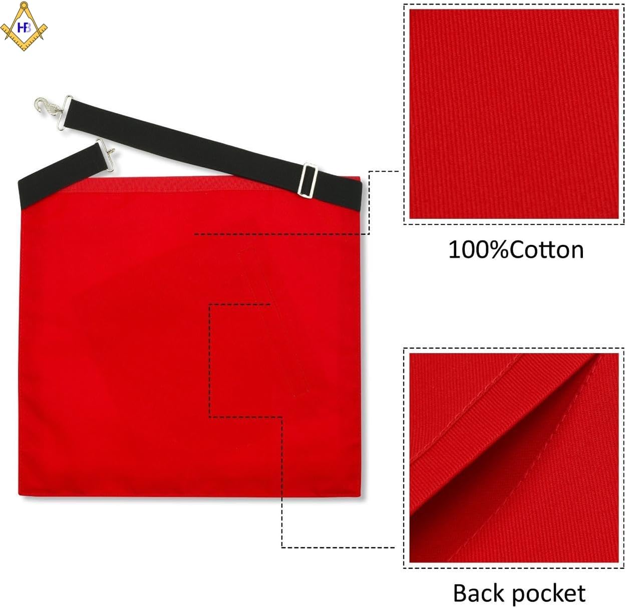Masonic Royal Arch Triple Tau Embroidered Apron with Chain Collar, Jewel, Gloves & Soft Case Premium Chapter Regalia, Ceremonial Set