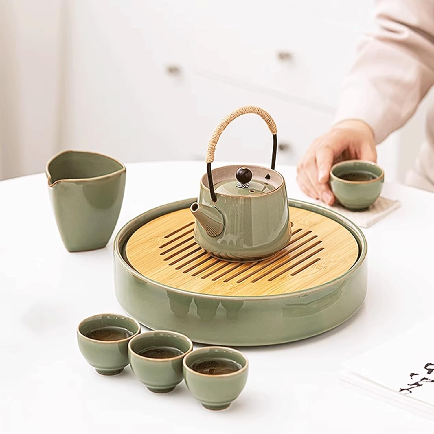 吉）茶道具 刷毛目黄瀬戸茶碗 越前椿窯 五島哲 椿窯（五島 哲） -